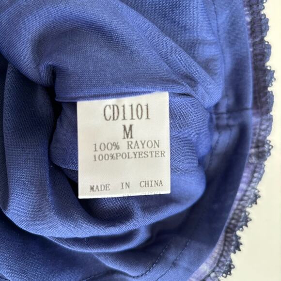 Crescent Blue Tie Dye Boho Style Sleeveless Surplice Neckline Romper Medium - Picture 8 of 11